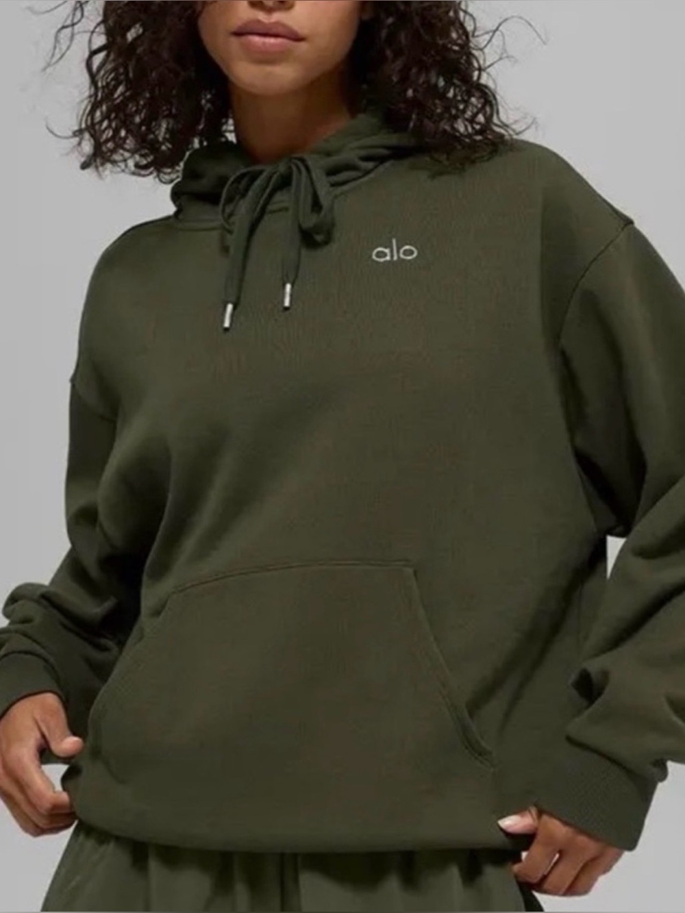 ALO Olive Green Pullover Hoodie